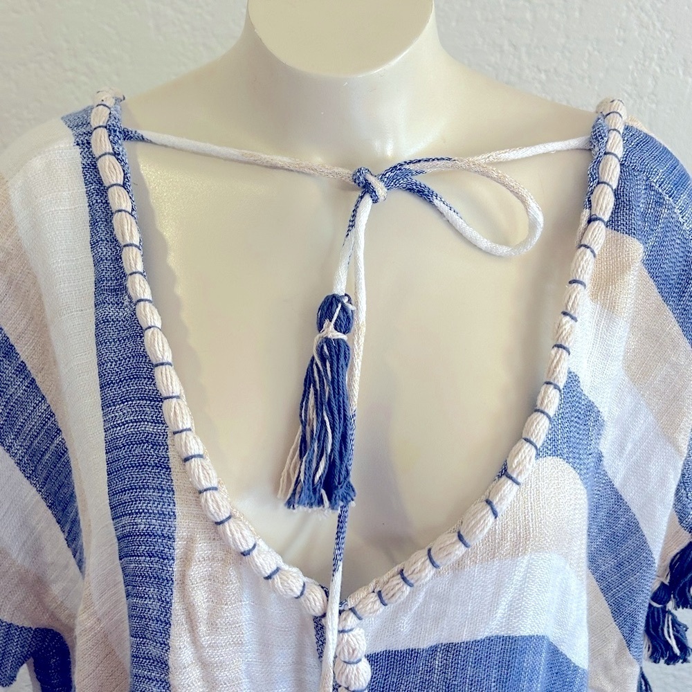 Gypsie Blu Pom Pom 100% rayon cover up top SZ SMALL NWT - Picture 7 of 14